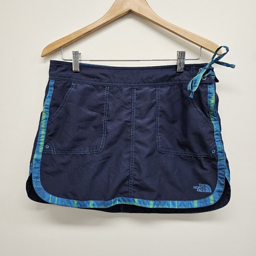 The North Face Skort Women's Size 8 Blue Hiking Outdoor Pockets Adjustable Tie
